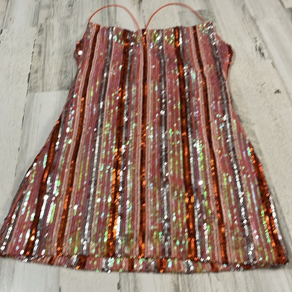 Pretty Garbage Orange Sequin Dress Size Large.  NWT - Picture 8 of 13